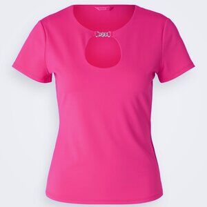 BNWT Guess Morgen Bright Pink Keyhole Top Size Small